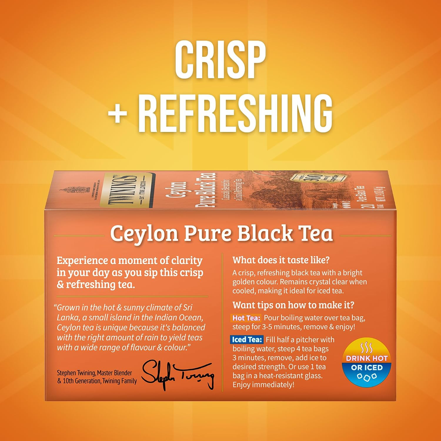 Ceylon Pure Black Tea Individually Wrapped Bags, 20 Count (Pack of 6), Formerly