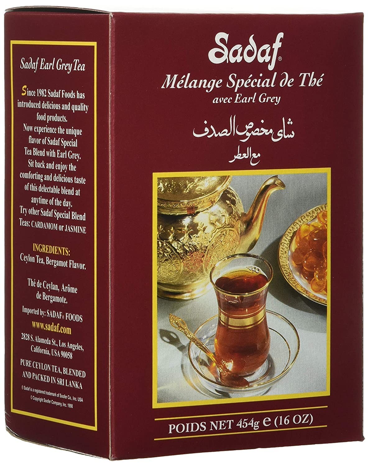 Sadaf Earl Grey Tea Loose Leaf Box 16 oz – Special 1 Pound (Pack of 1), Black