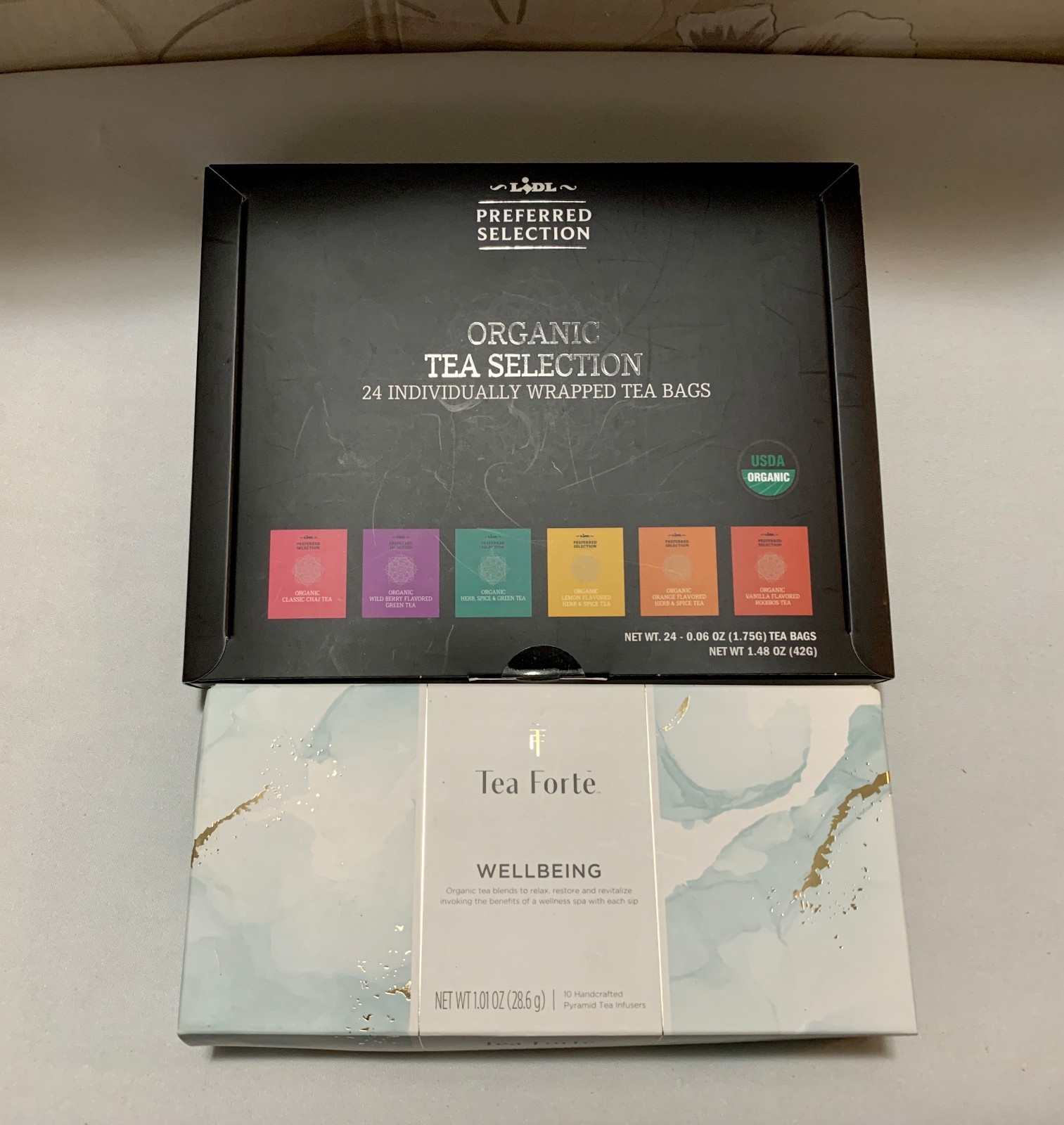Lidl Spain 24 Organic Herbal Tea Selection & Tea Forte Wellbeing 10 Organic Teas