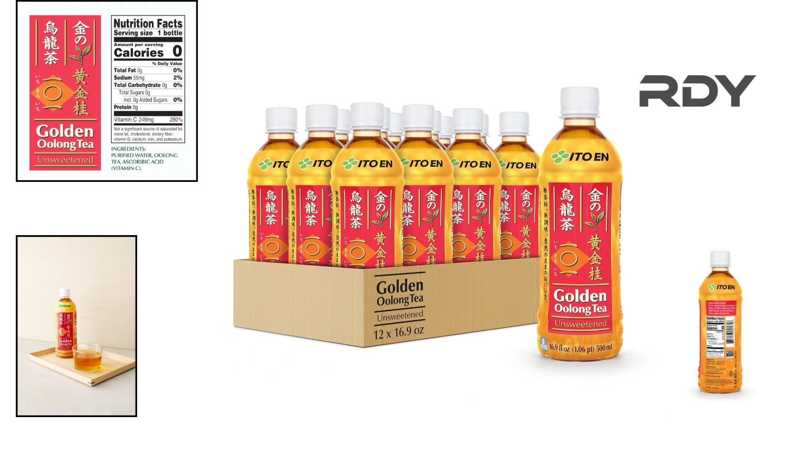 Pack of 12 Unsweetened Golden Oolong Tea, 16.9 fl oz – Pure Japanese Refreshment