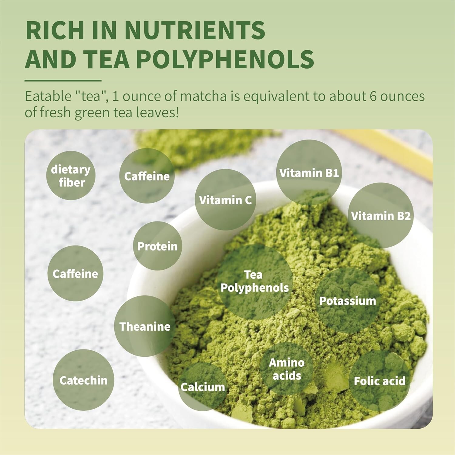 Pure Matcha Powder Green Tea Powder for Latte, Cooking, Baking,100% Natural