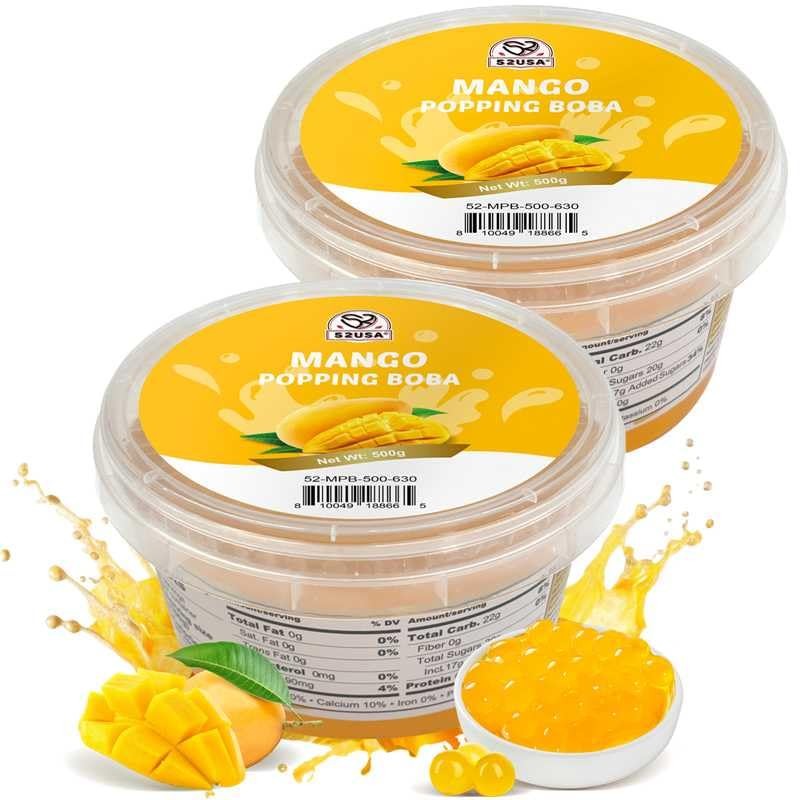 52USA Mango Popping Boba 1000g, Bursting Popping Pearls for Bubble Tea, Bever…
