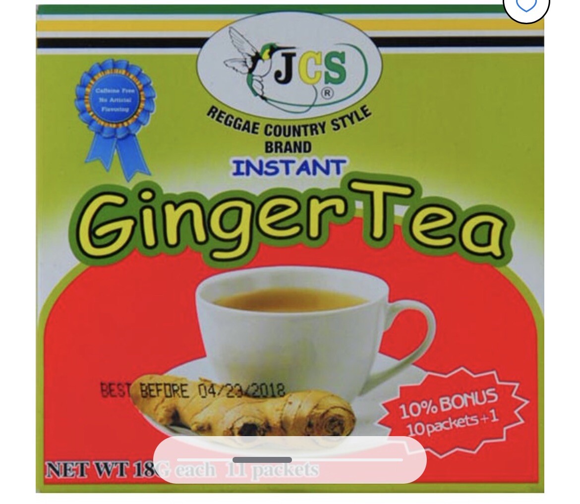 JCS Jamaican Reggae Country Style Instant Ginger Tea,33 packets,18 gm each 3 Box
