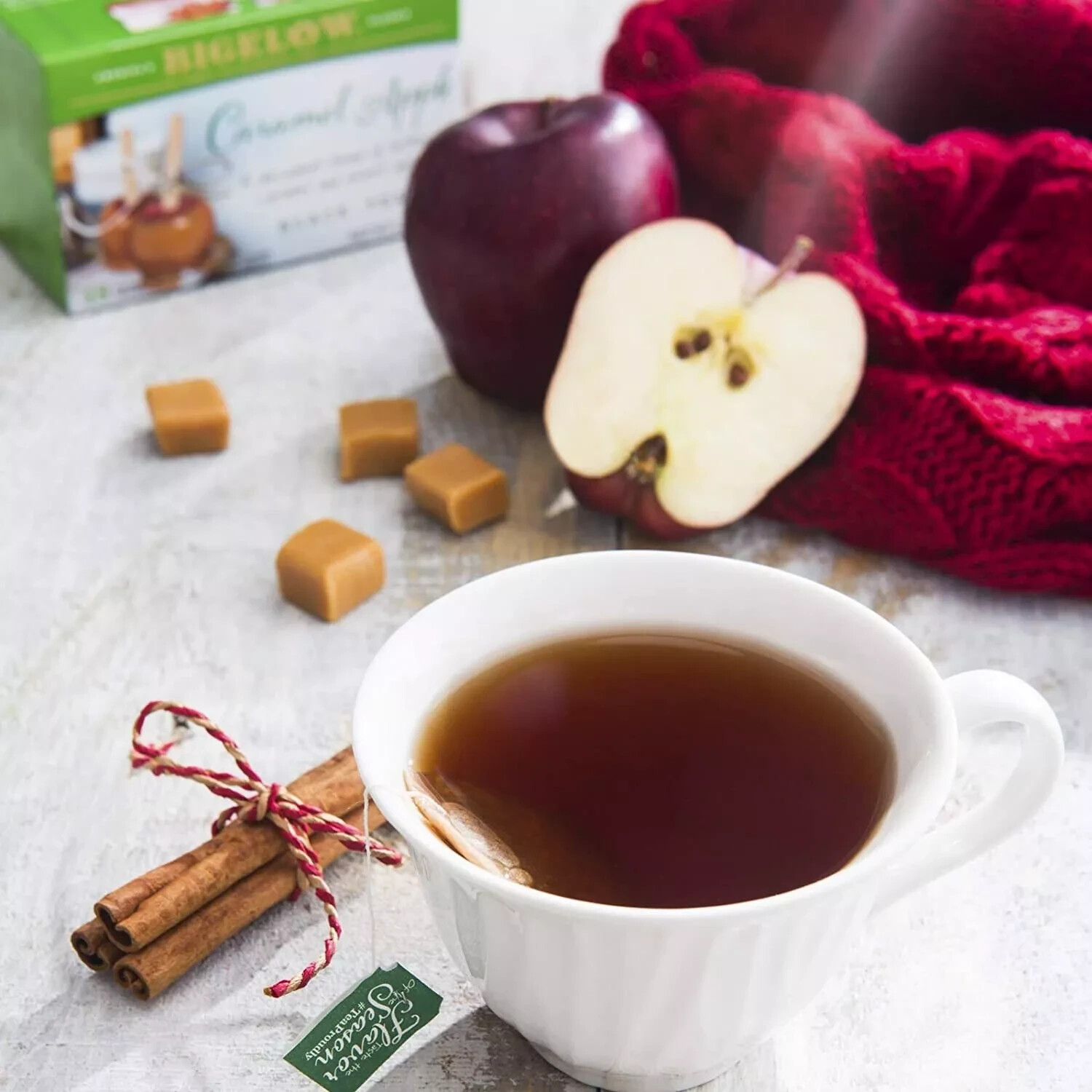 Bigelow 18-Tea Bags CARAMEL APPLE Black Tea Individually Wrapped ** BB 8/2027 **