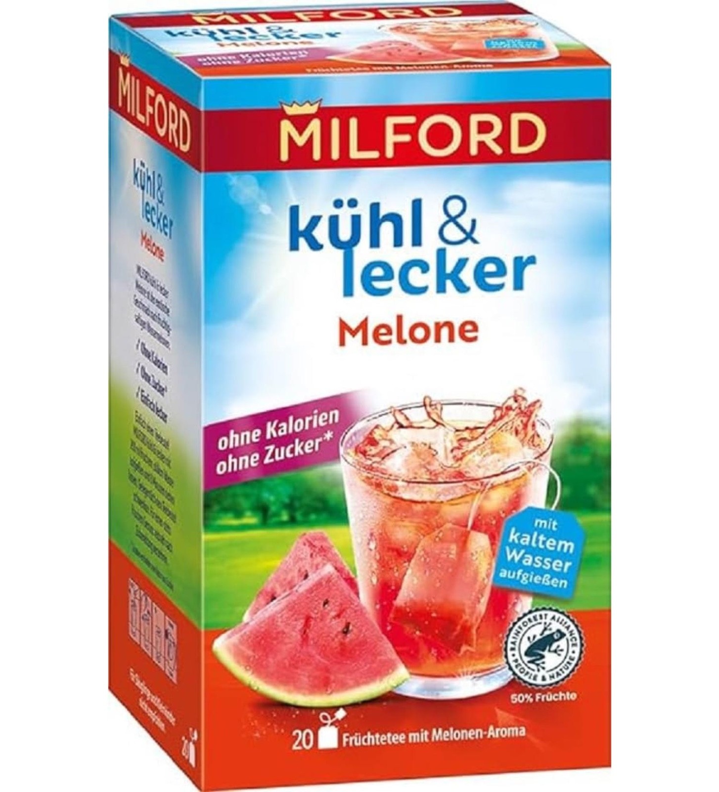 MILFORD Iced Tea: WATERMELON Flavor -DAMAGED- 1 box/ 20 tea bags – FREE SHIPPING