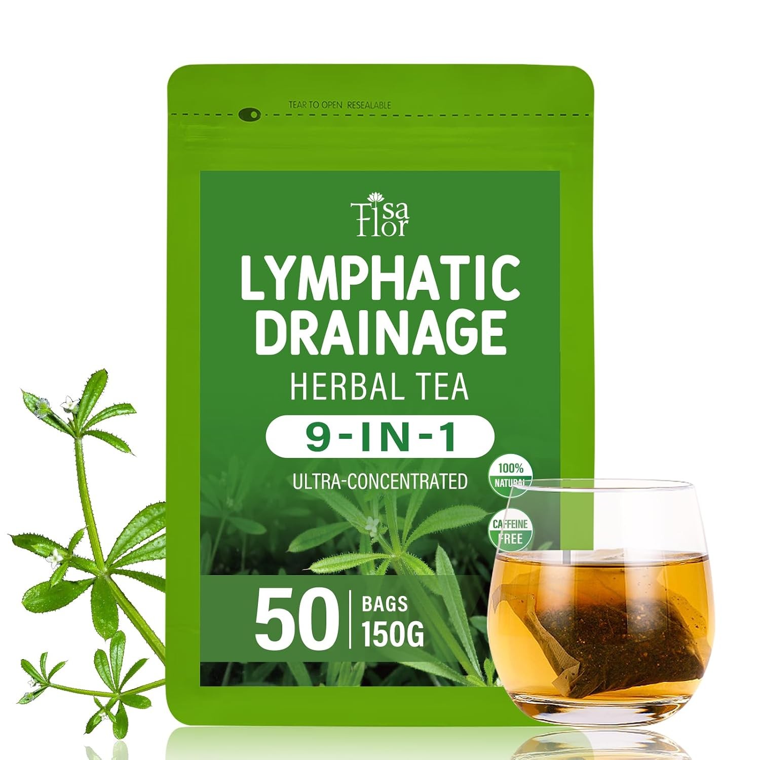 Cleavers Lymphatic Drainage Tea 50 Count Bags TisaFlor Herbal Lymph System