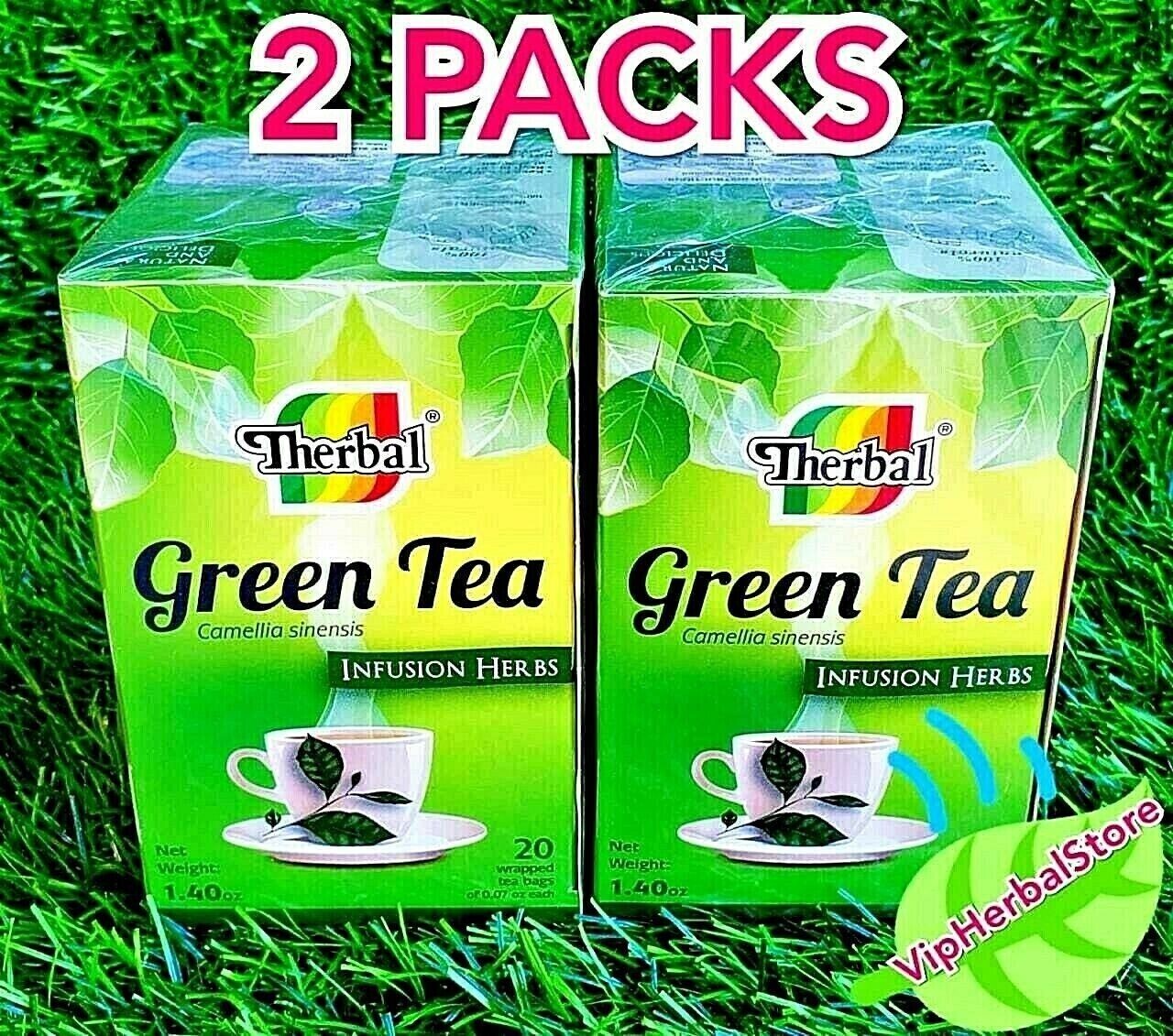 2 Packs GREEN TEA Camellia Sinensis TE VERDE 40 bags Therbal Made in Mexico