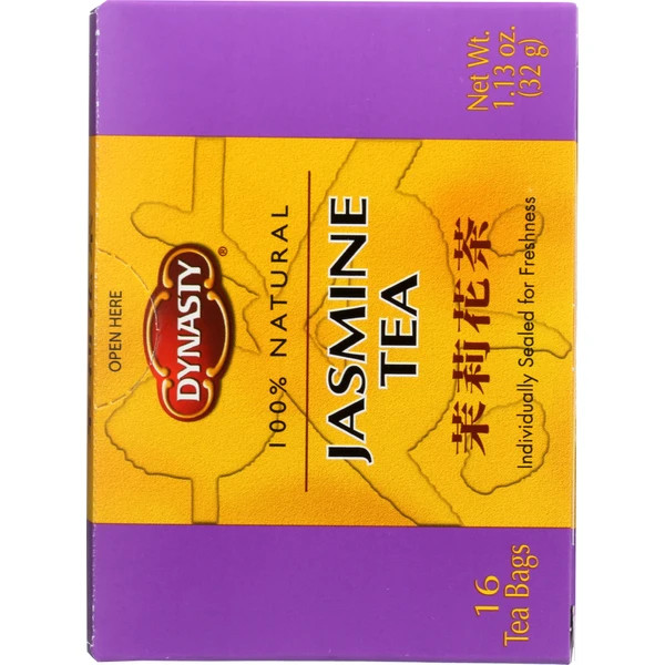 Dynasty 100% Natural Tea 16 Individual Tea Bags Per Pack (Jasmine, 3 Pack)