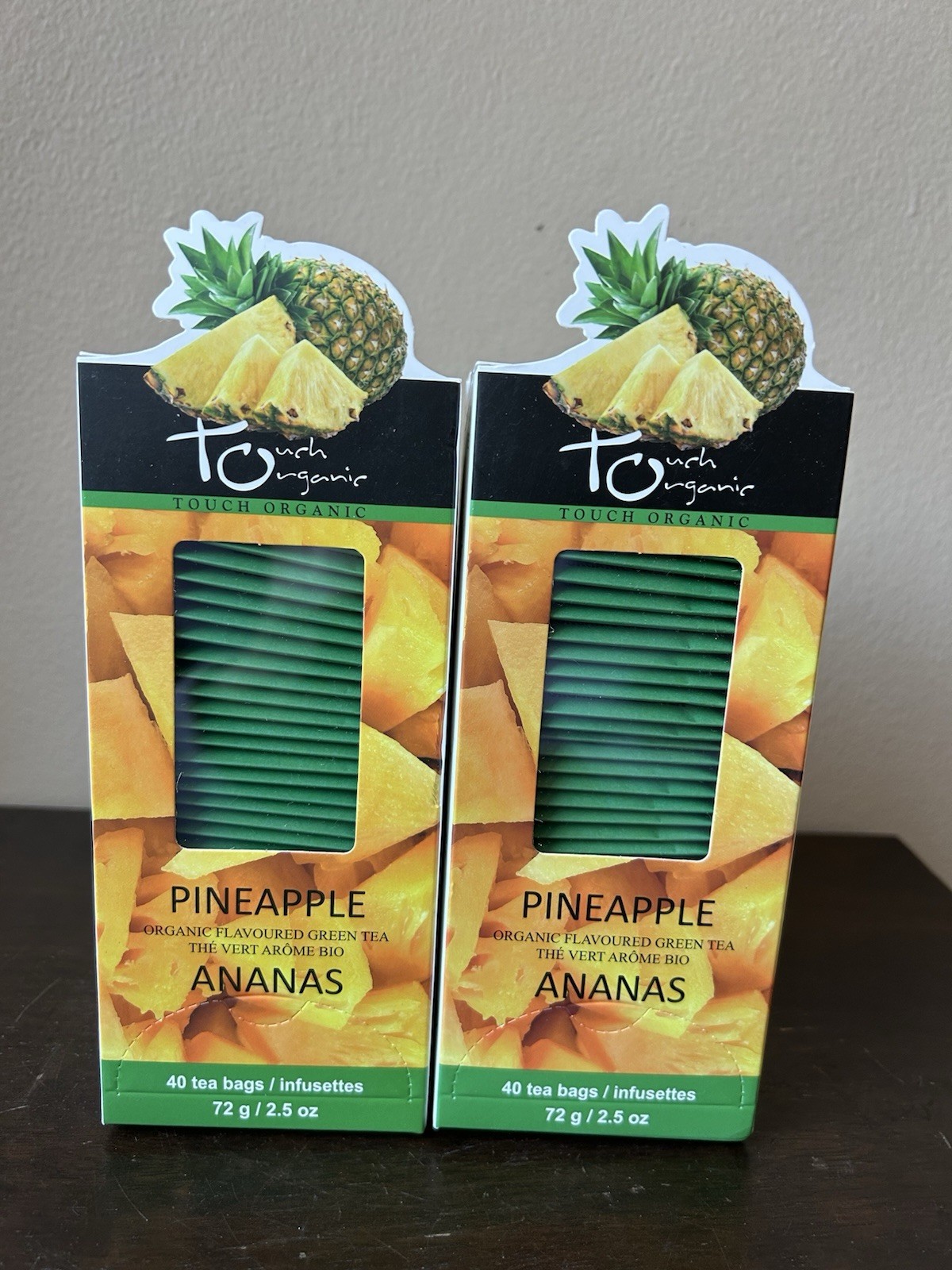 2 Touch Organic Pineapple Green Tea Bags, 40 Bags, 2.5 oz Exp 03/28