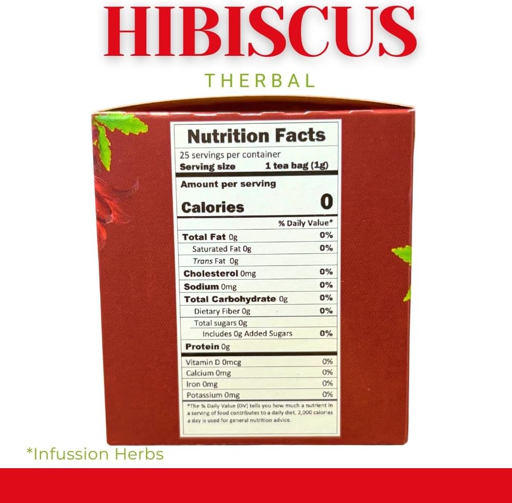 Jamaica Té (Hibiscus Tea) – 25 Tea Bags – Vegan, 100% Natural – Premium Brand