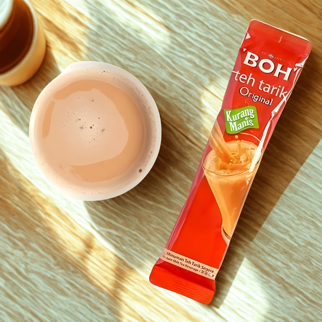 BOH Plantation TEH TARIK Kurang Manis Less Sweet 12 Packet 27g each Malaysia Tea