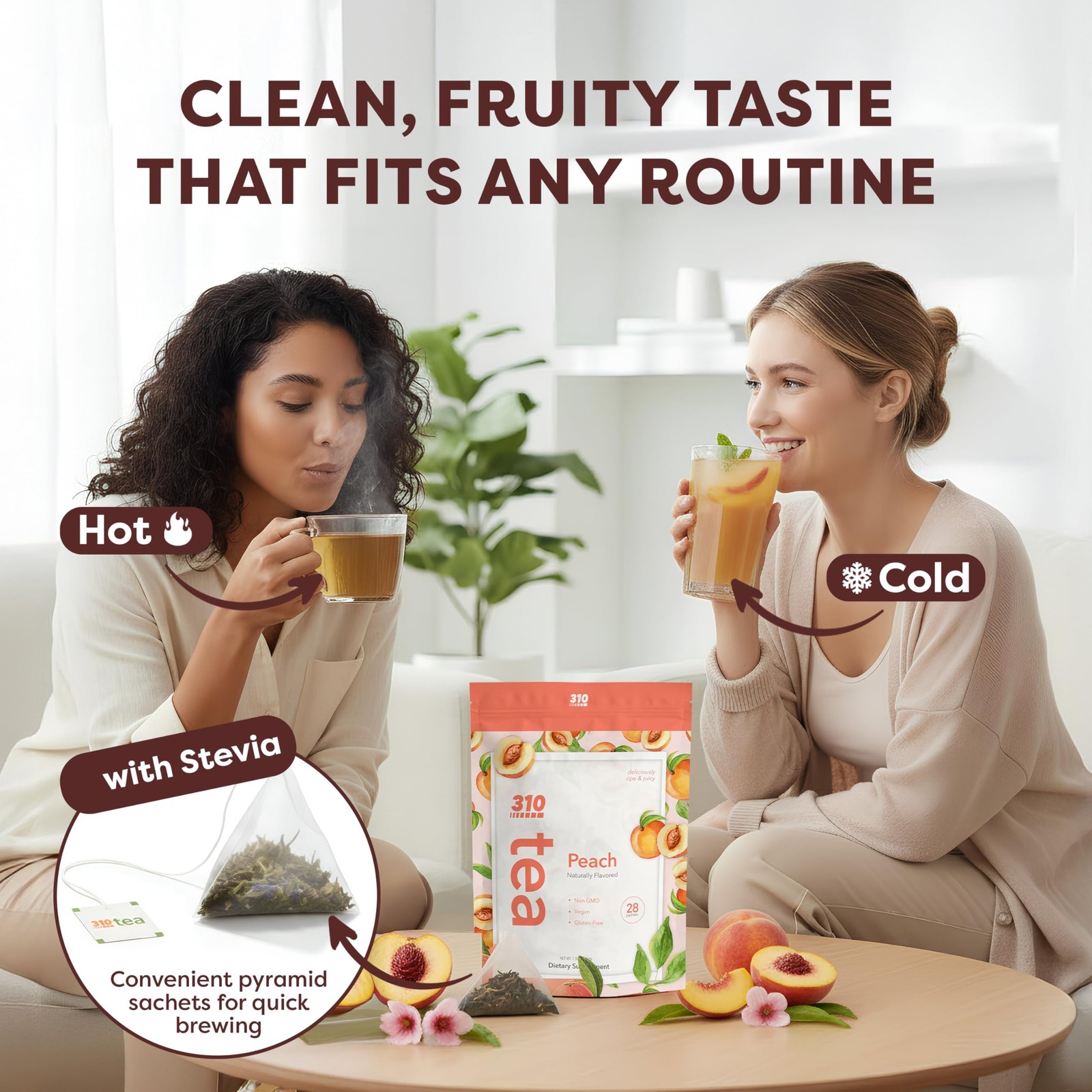 310 Nutrition Peach Flavor Detox Tea – Herbal Tea Sachets for Daily Routine –…