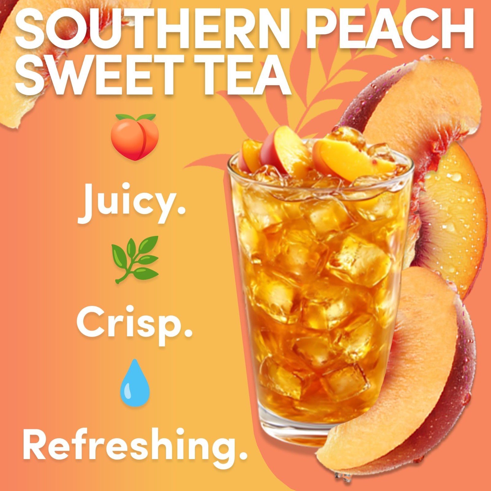 Peach Flavored Iced Tea Bags – Quick Brew Southern Style, 48 Gallons, 1 oz Packs