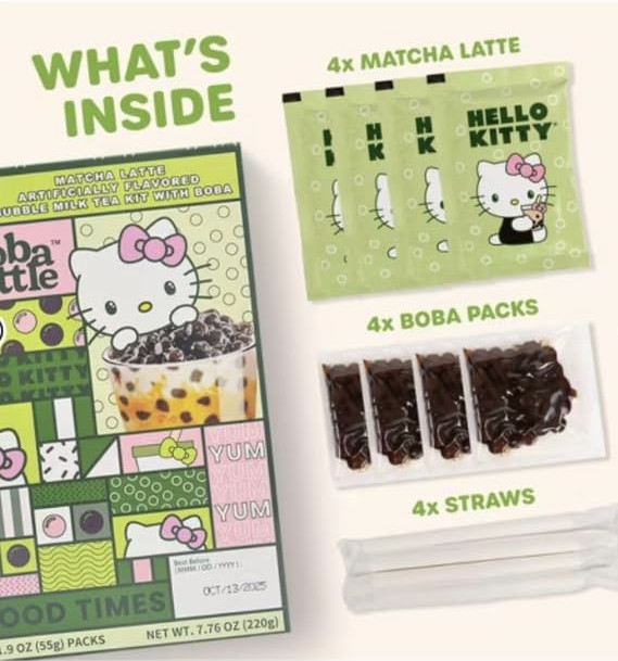 Boba Bottle Bubble Pearl Matcha Taro Instant Latte Milk – 8 Servings, 2 Flavors