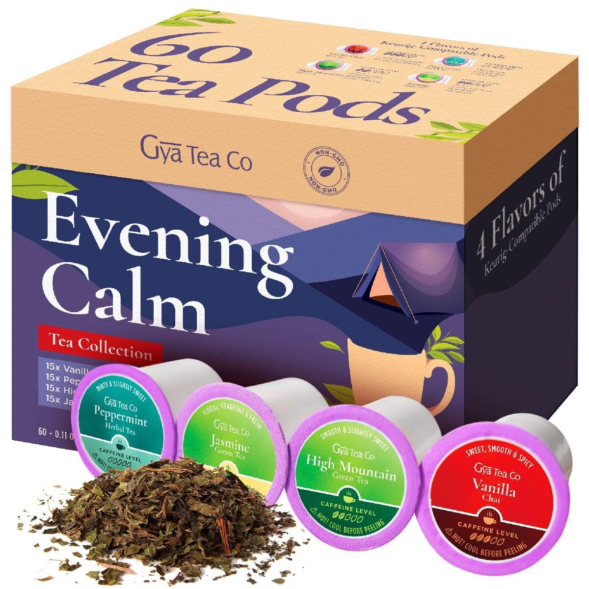 Evening Calm Tea K Cups for Keurig – 60 Count Smooth Tea K Cups for Keurig – …