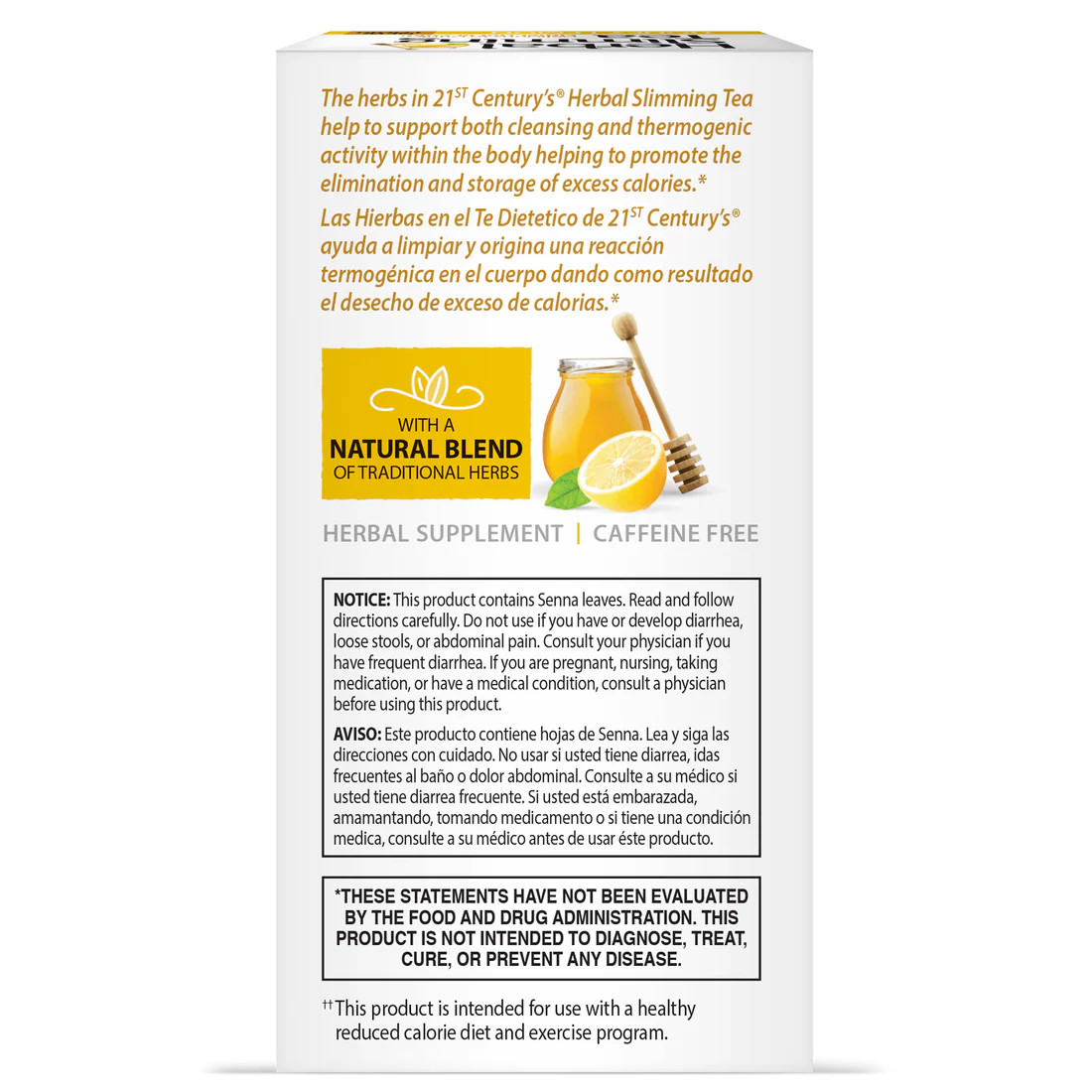 21st Century Herbal Slimming Tea with Honey Lemon Flavor Supplement 24 ct 5 Pack