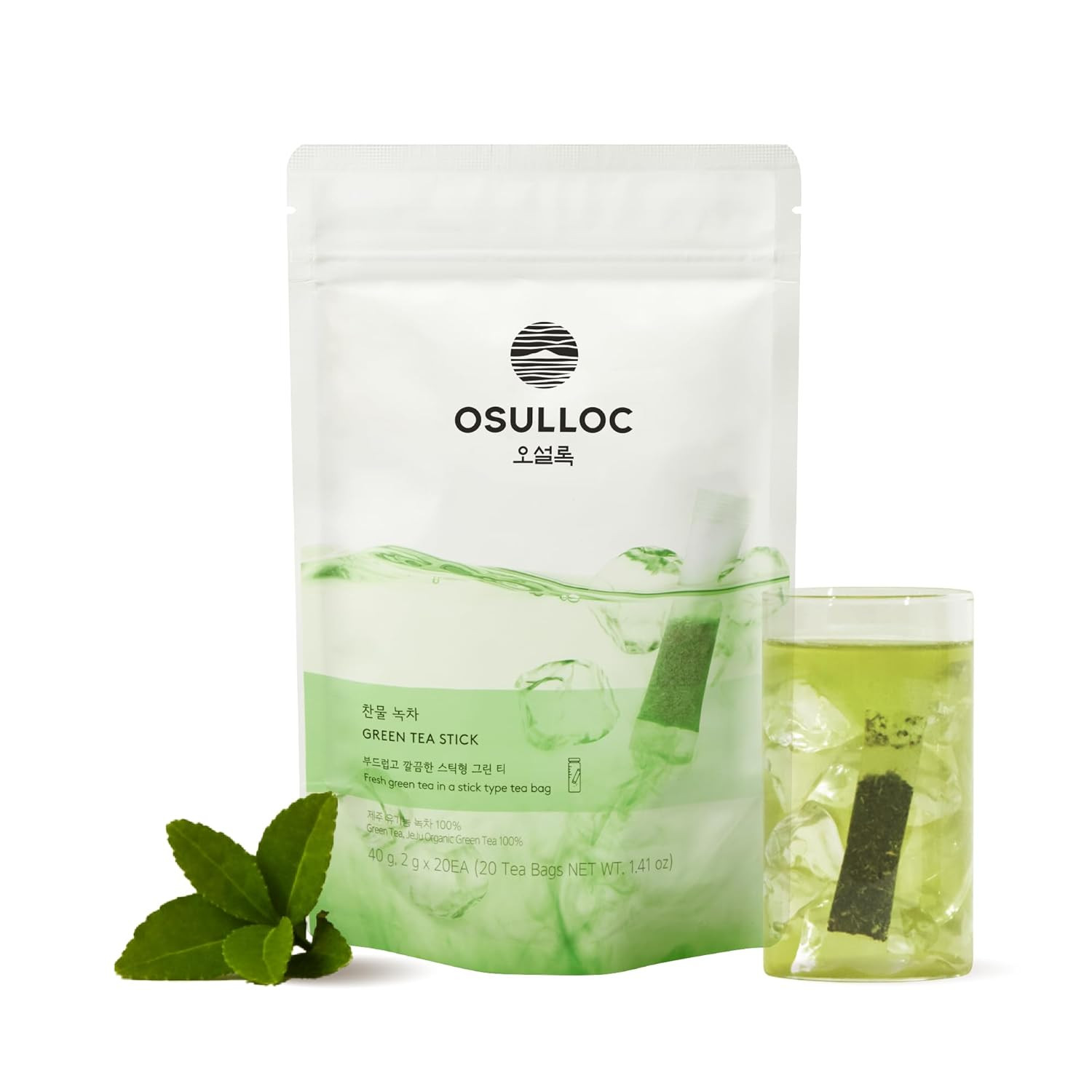 Cold Green Tea, Stick-Type in Pouch Package, Premium Organic Pure Tea from Jeju,