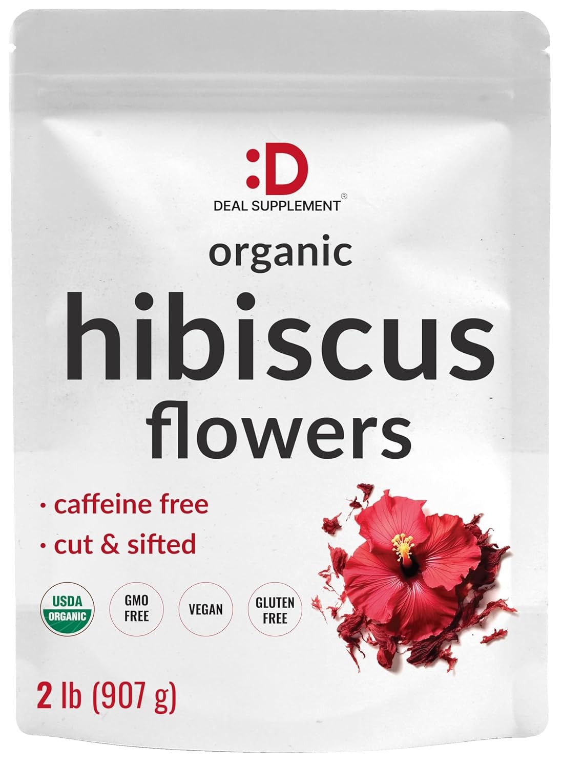 Dried Organic Hibiscus Flowers, 2 Pounds – Cut & Sifted Whole Leaves – Loose…