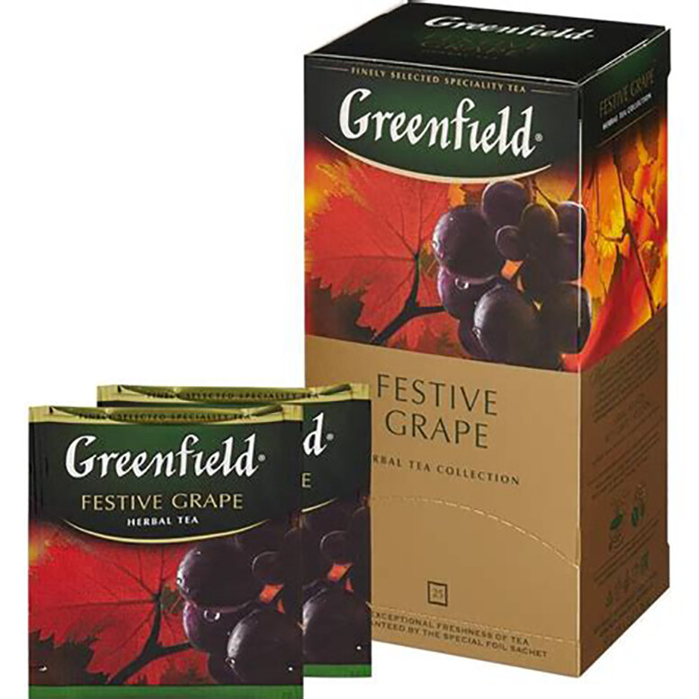 Greenfield HERBAL TEA FESTIVE GRAPE 25 Bags RF NO GMO Made in Russia US Seller