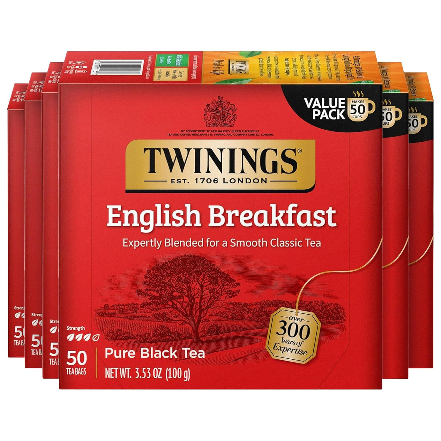 Twinings English Breakfast Black Tea Individually Wrapped Bags, 100 Count (Pack
