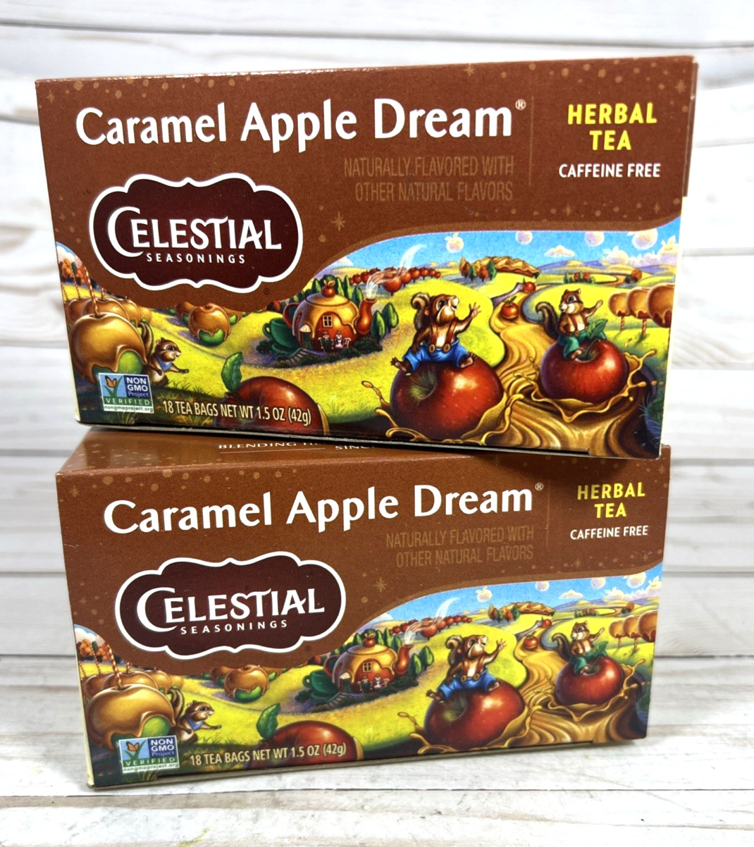 Celestial Seasonings Caramel Apple Dream Herbal Tea 18-Bags CaffFree (2x) 8/26