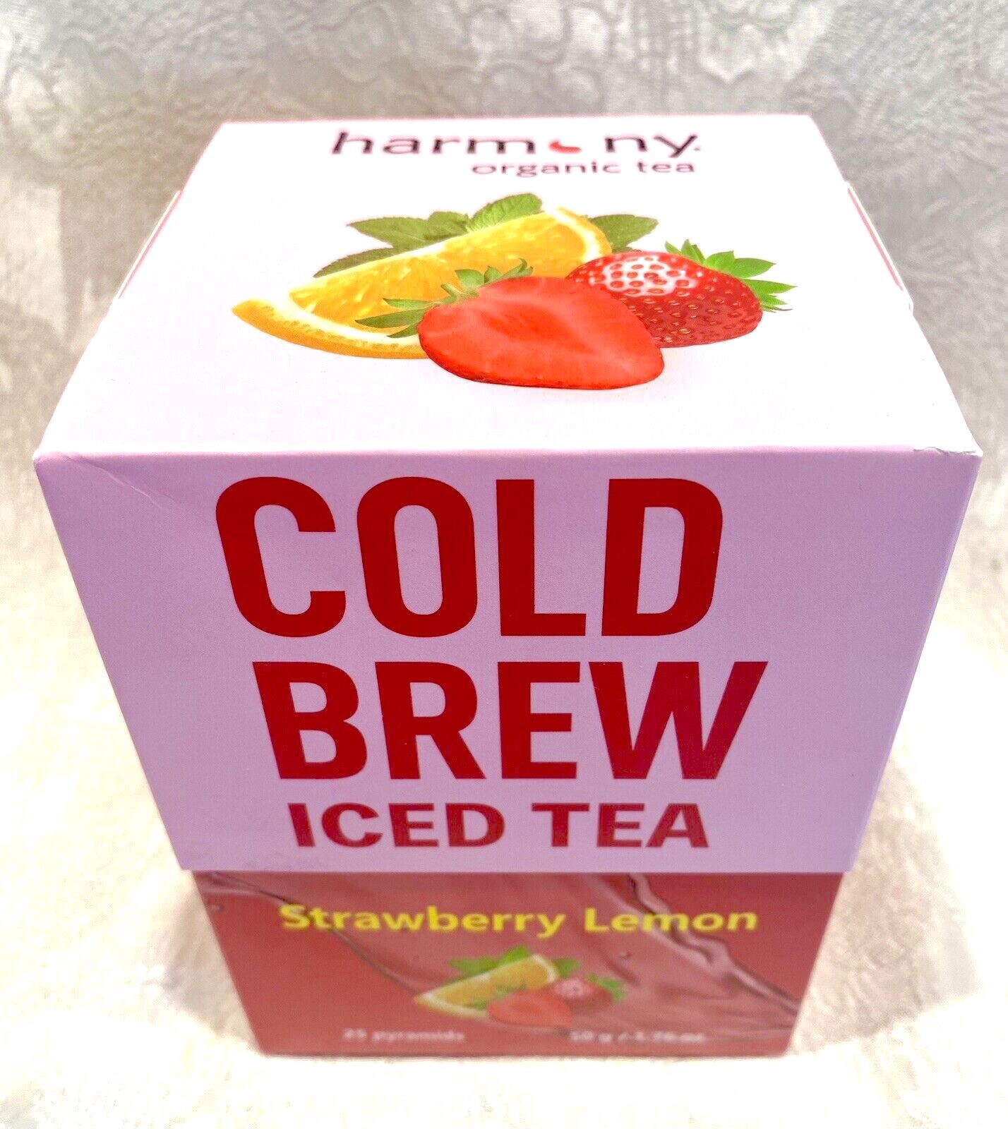 ICED TEA Cold Brew STRAWBERRY LEMON GREEN Tea w/ Matcha 25 Bags Harmony Organic