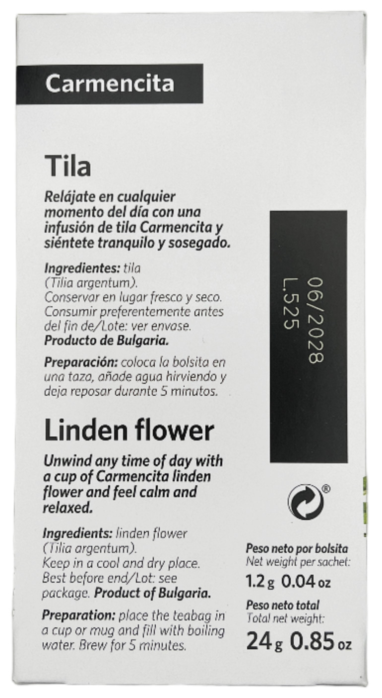 Spanish Linden Flower Tea (Tila / Tilo) by Carmencita 20 Tea Bags
