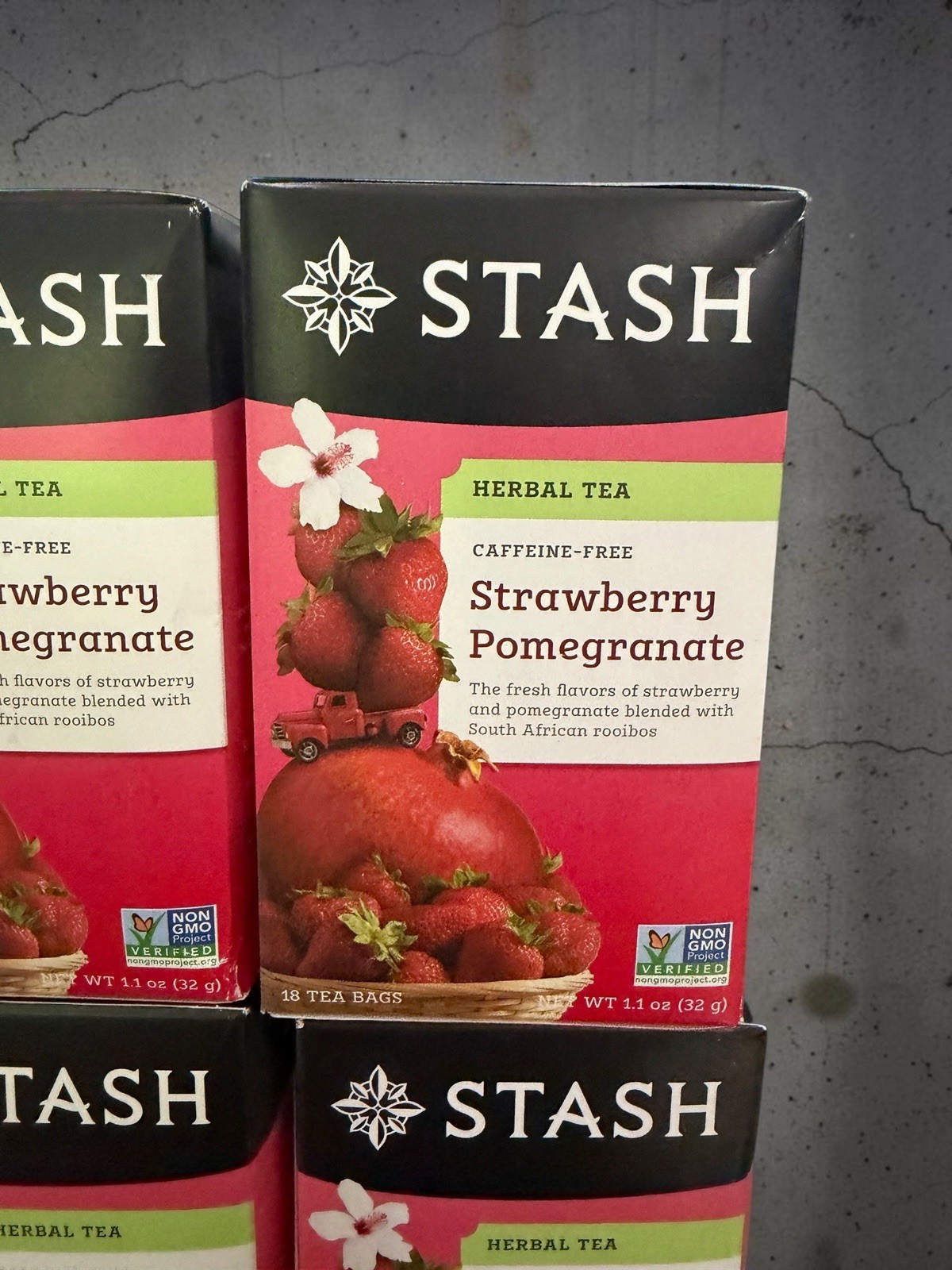 NEW~ STASH Herbal Tea Bags Caffeine Free STRAWBERRY POMEGRANATE 4 Boxes 72 Bags