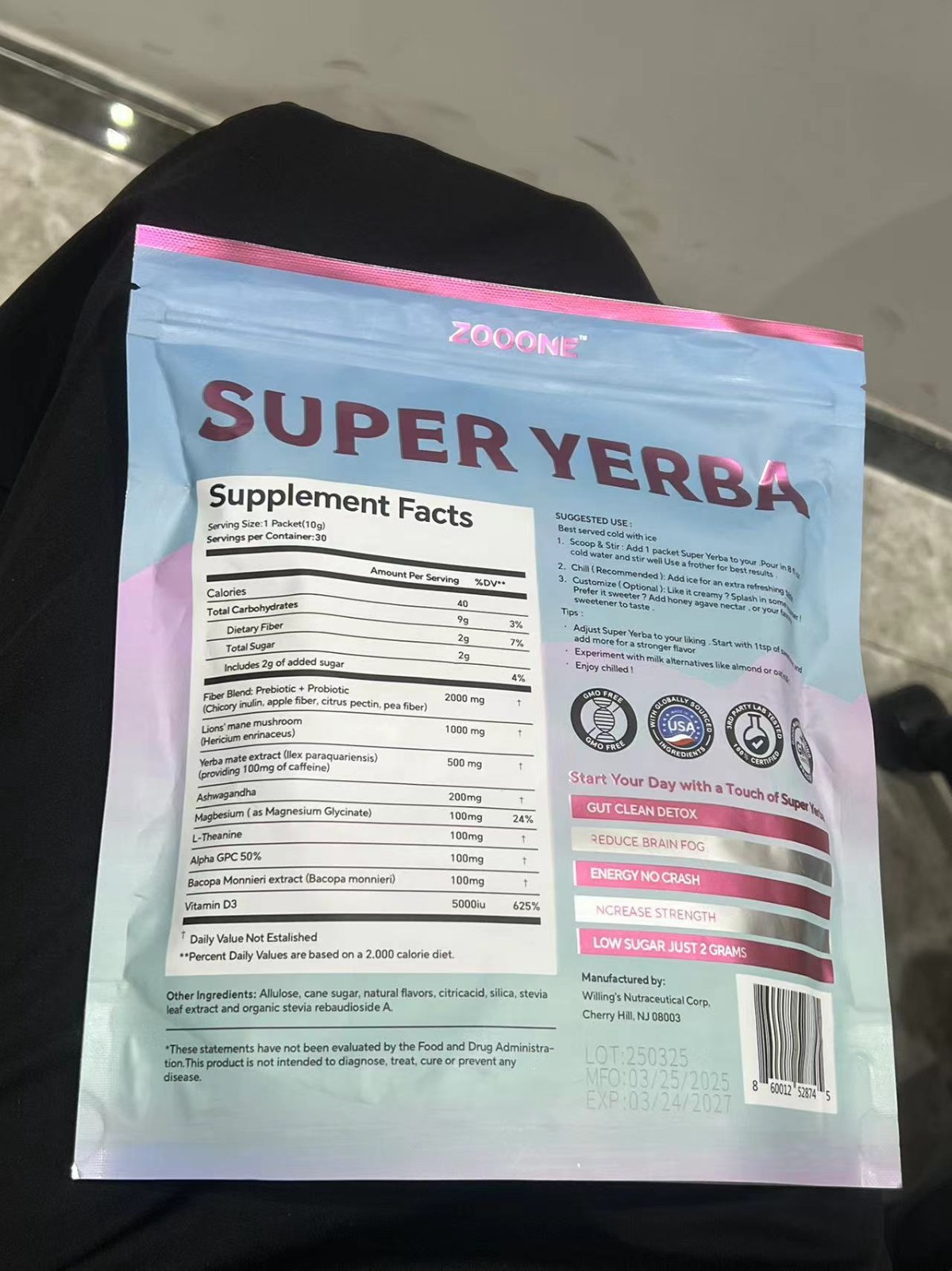 ZOOONE Super Yerba / Yerba Mate Instant Drink Powder/ RASPBERRY LEMONADE Flavor