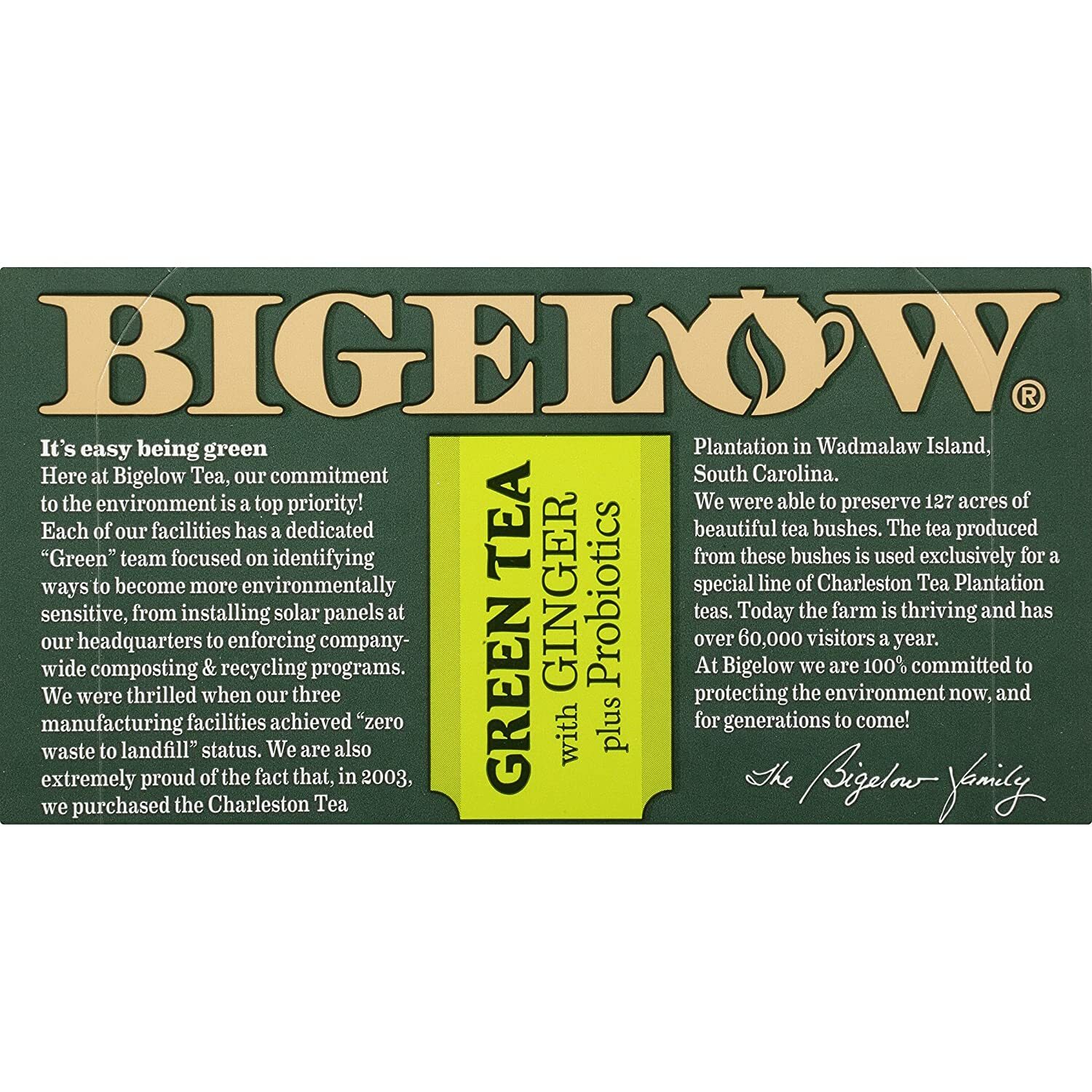 Lot 6 Bigelow Green Tea Ginger Probiotic Bag 108 Brew Health Immune Gif FreeShip