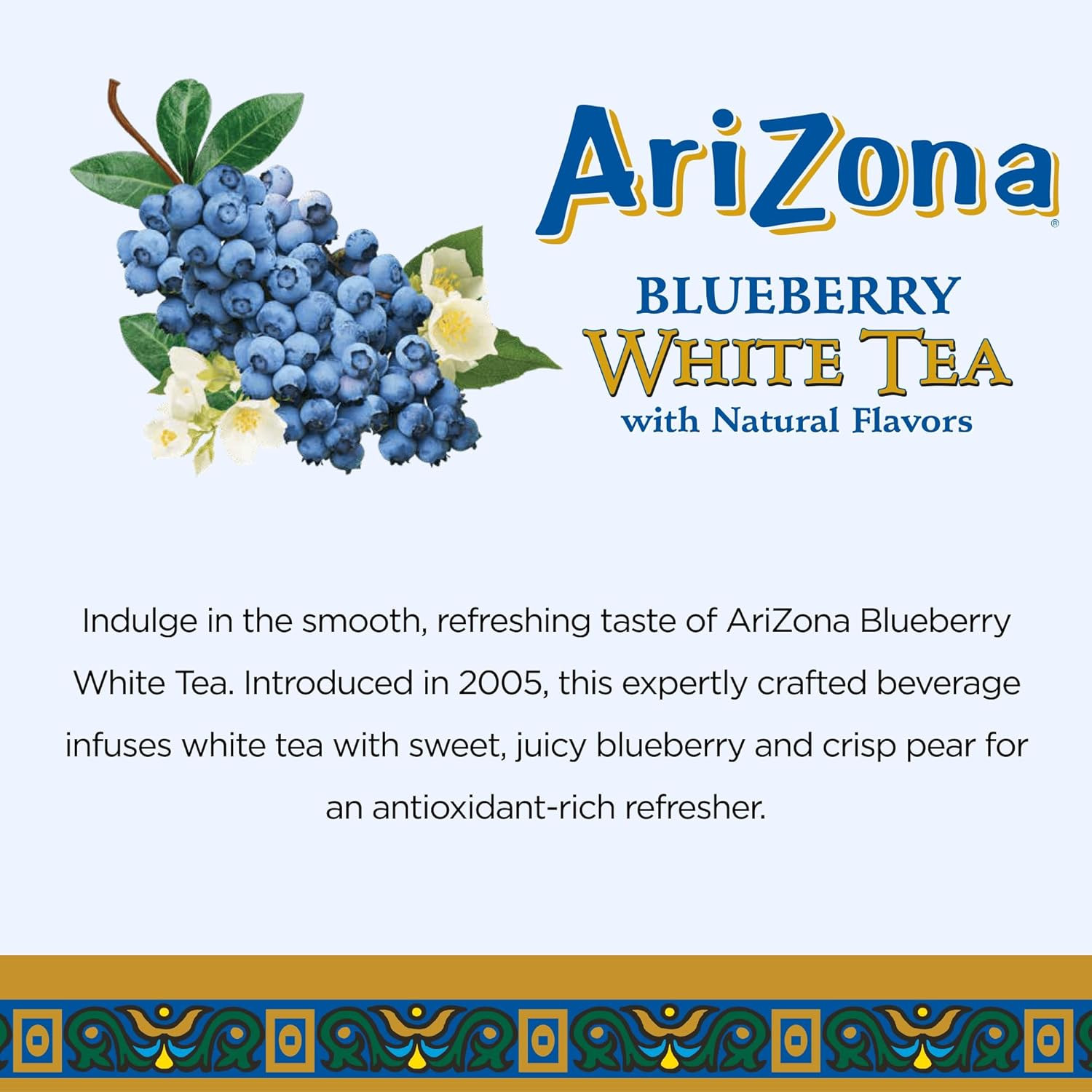 AriZona Blueberry White Tea – Big Can, 22 Fl Oz (Pack of 12)