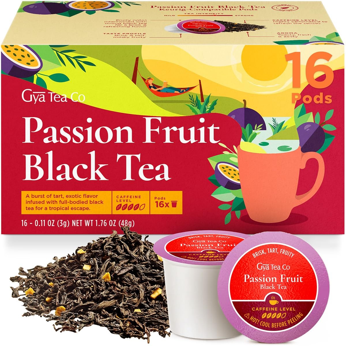 Caffeinated Passion Fruit Black Tea Pod (16 Count) – Smooth, Flavourful, Robu…
