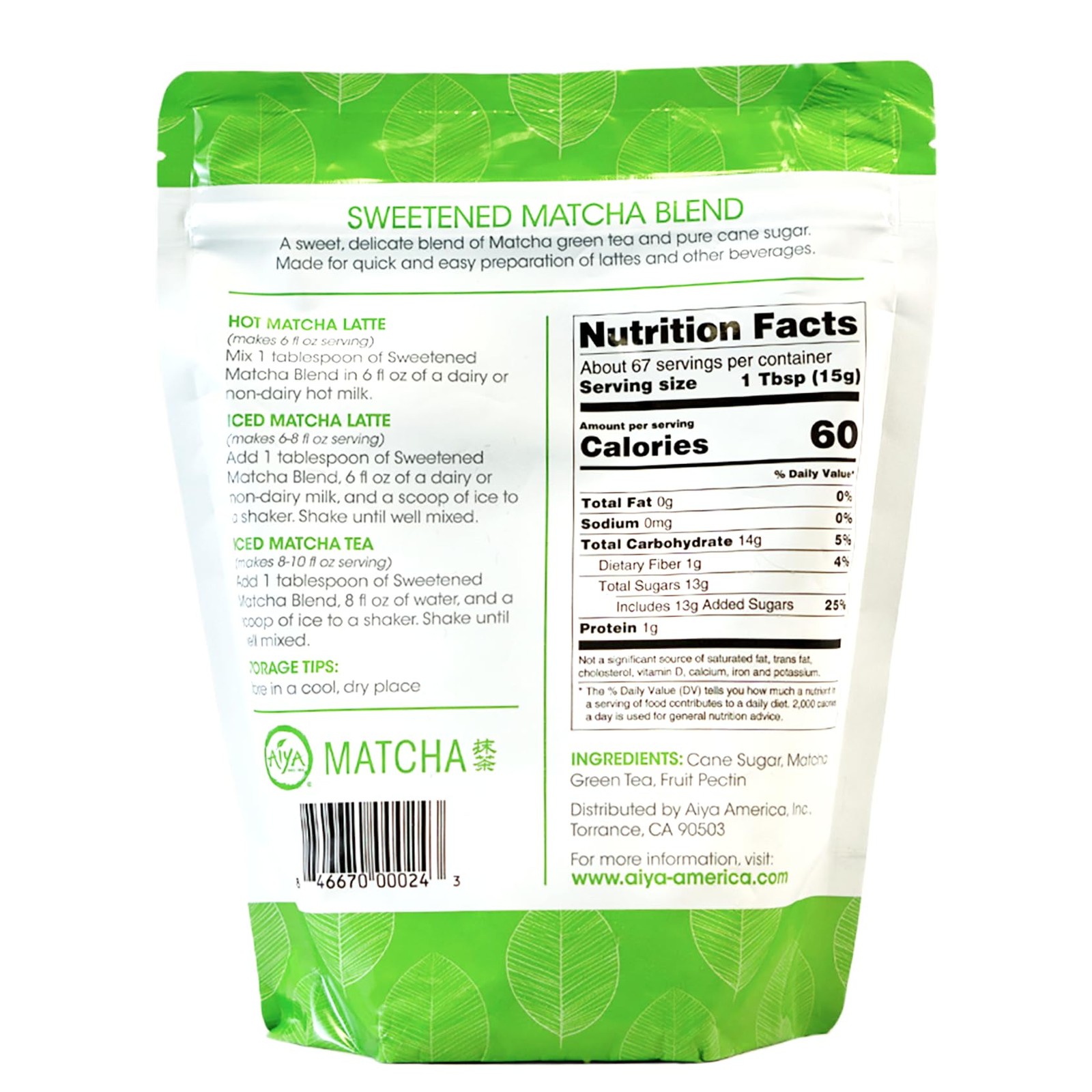 Aiya Sweetened Matcha Blend Powder Matcha Latte Powder With AntioxidantRich …