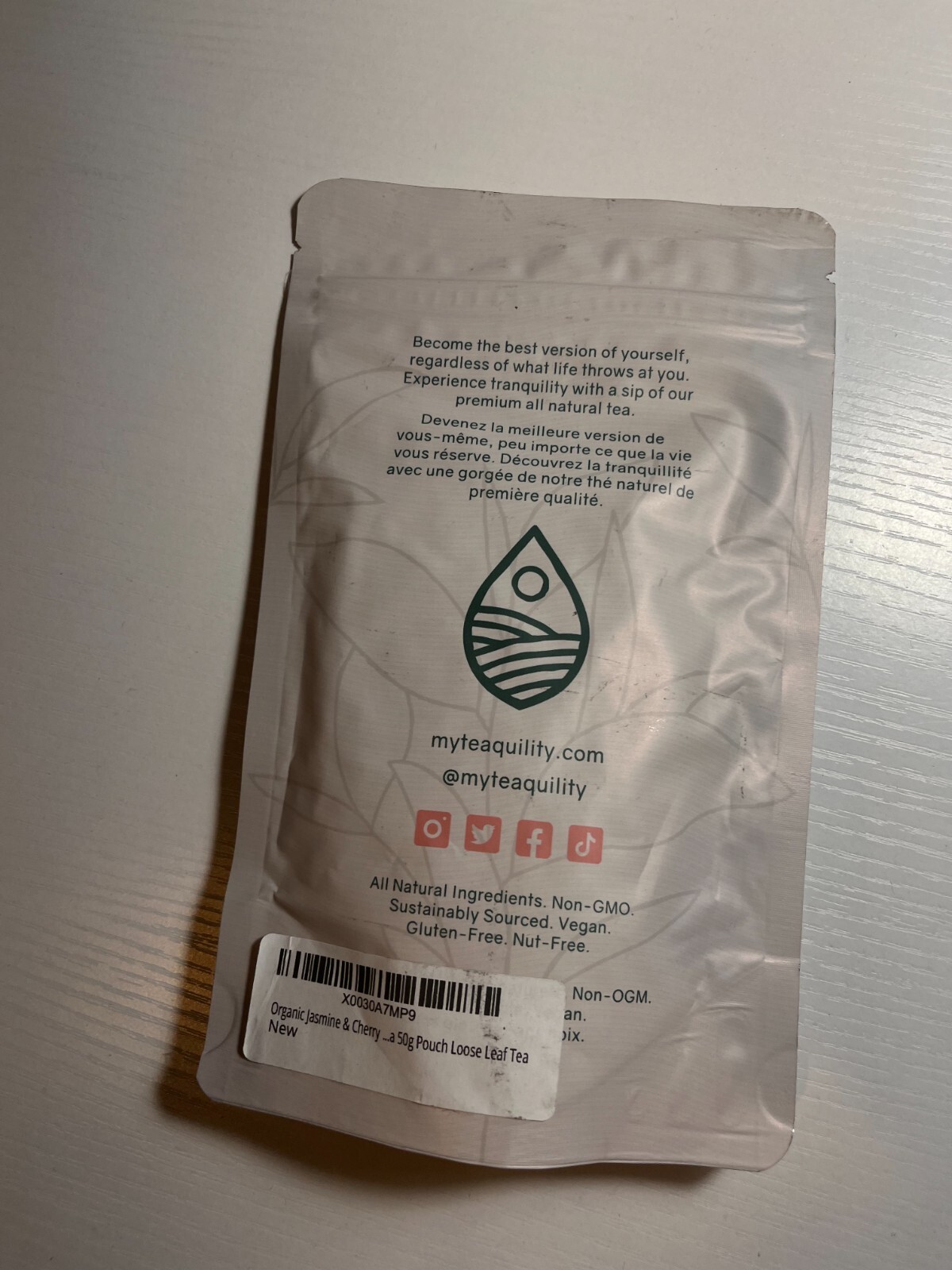 Vitalitea 100% Natural 50g Bag, Organic Jasmine & Cherry Loose Leaf Tea