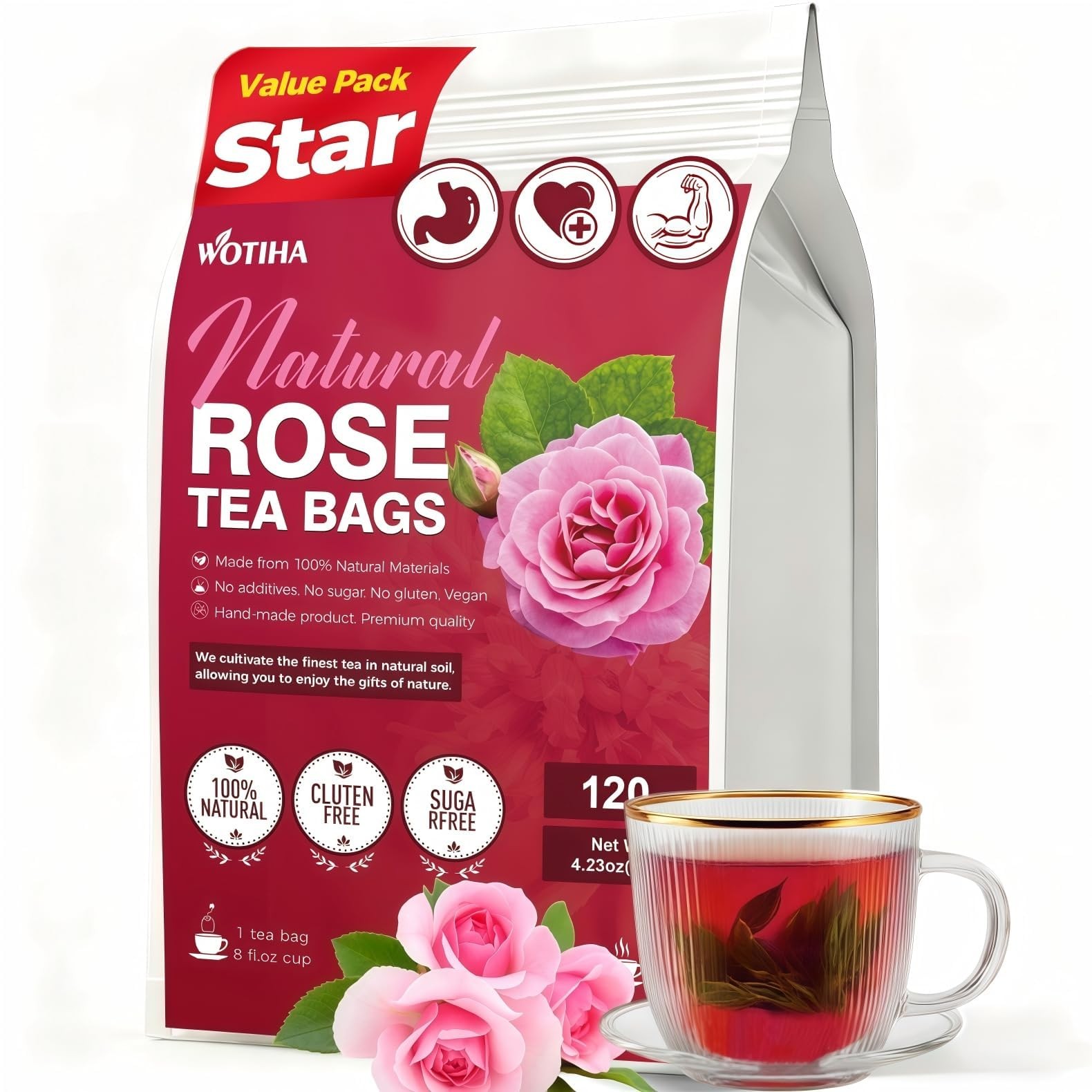4.23oz/120g Premium Rose Tea Loose Leaf 100% Natural Food Grade Dried Rose B…