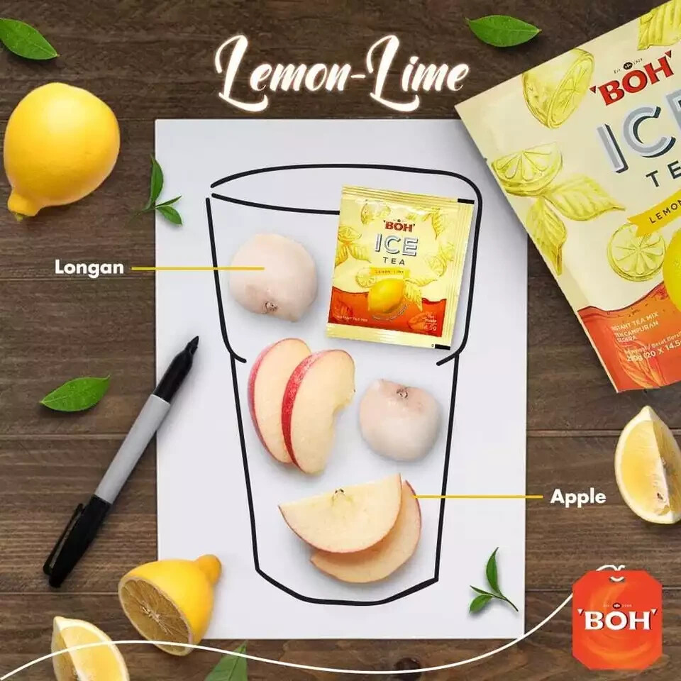 3 PACKS BOH Ice Instant Tea Mix 20 Sachets x 14.5 gm Less Sugar ( 3 Flavor )
