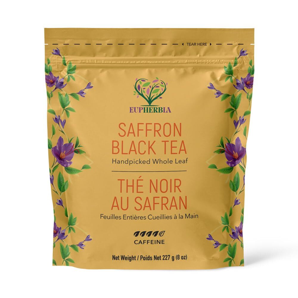 Saffron Black Tea Handpicked Highland Grown Whole Leaf Tea Enriched with 3 Gr…