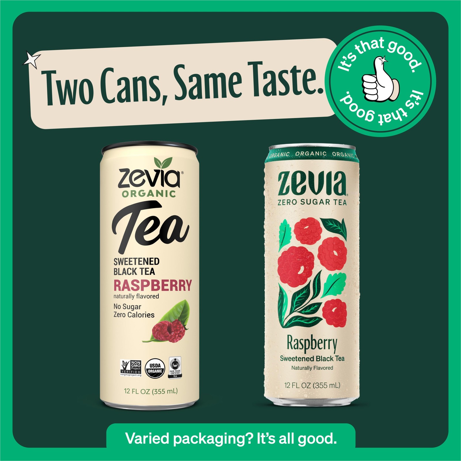 Zero Sugar Raspberry Black Tea Cans (12-Pack) – Naturally Sweetened, Vegan