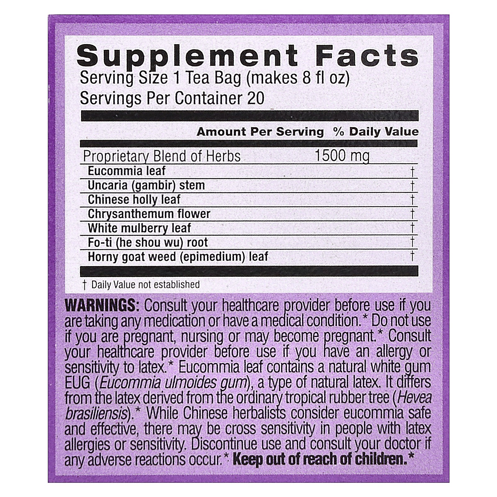 Herbal Tea, Blood Pressure, 20 Tea Bags, 1.06 oz (30 g)