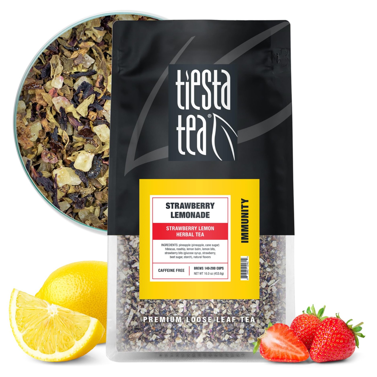 Premium Strawberry Lemon Herbal Tea Loose Leaf 200 Cups Bulk Pouch
