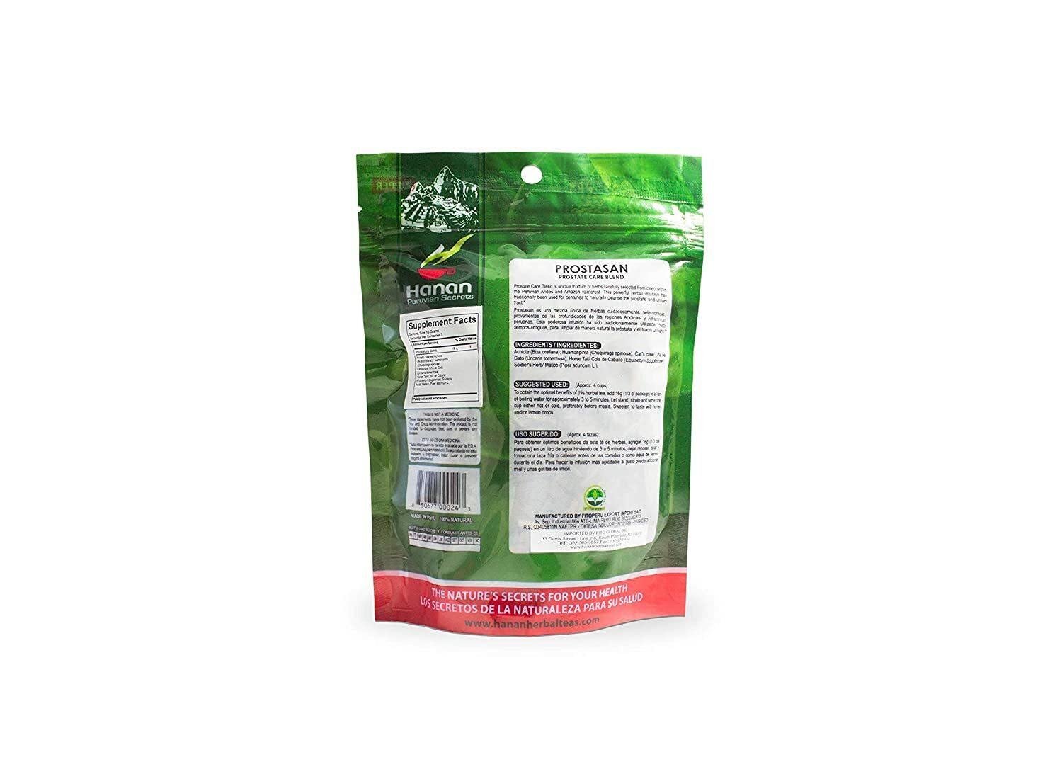 Hanan Peruvian Secrets Prostasan Herbal Tea | 100% Natural Prostate Care Blend |
