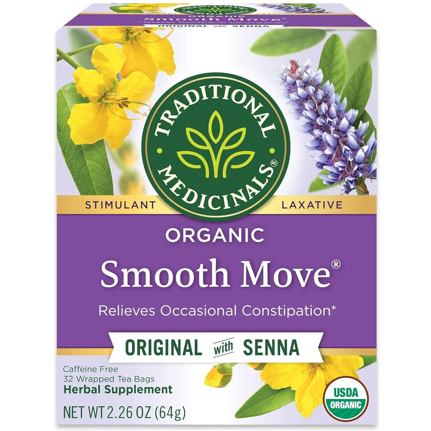 Tea, Organic Smooth Move, Relieves Occasional Constipation, Senna, 32 Tea Bags