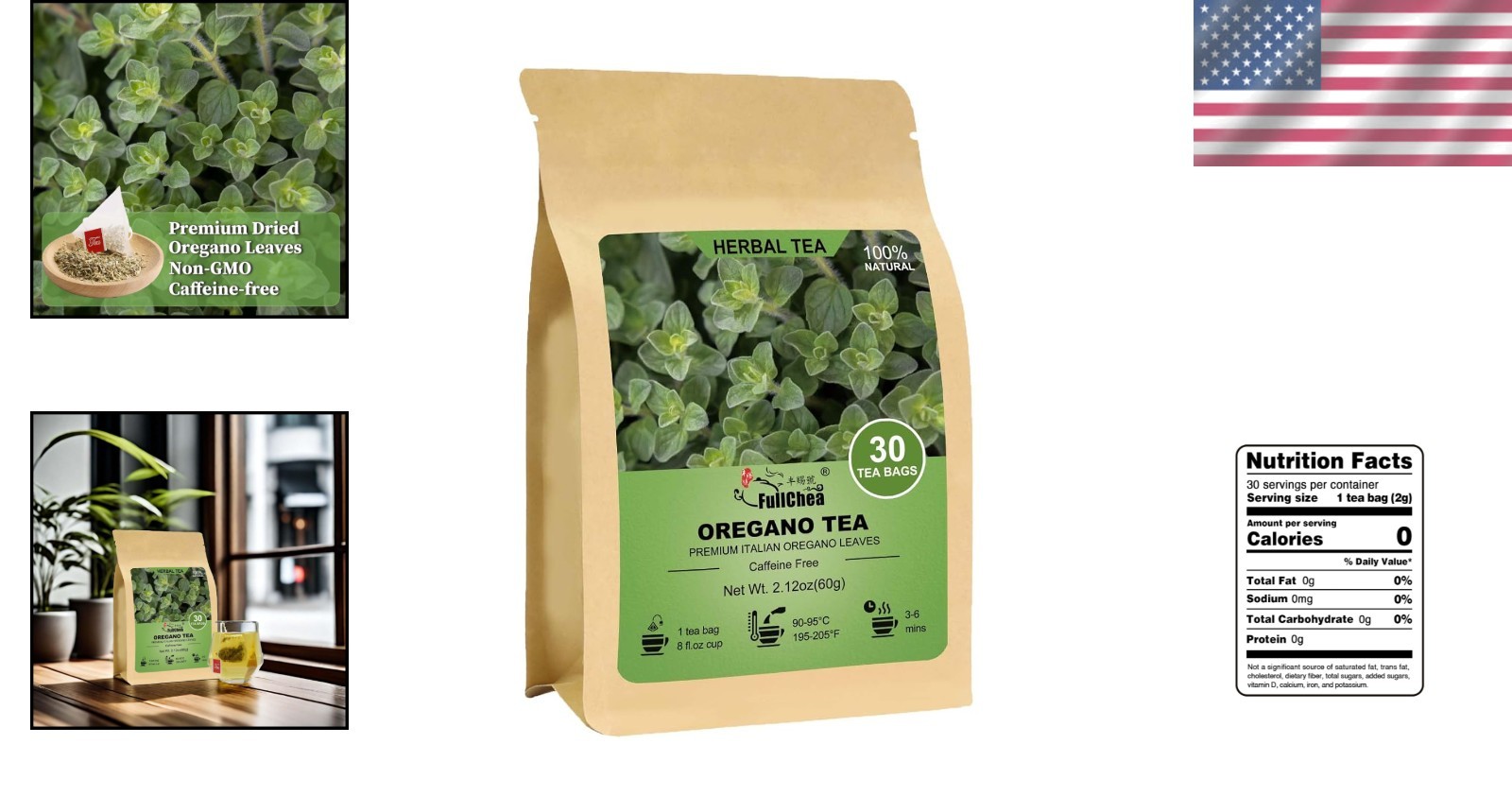 Oregano Tea Bags – 30 Count, Non-GMO, Caffeine-Free, Immune Support