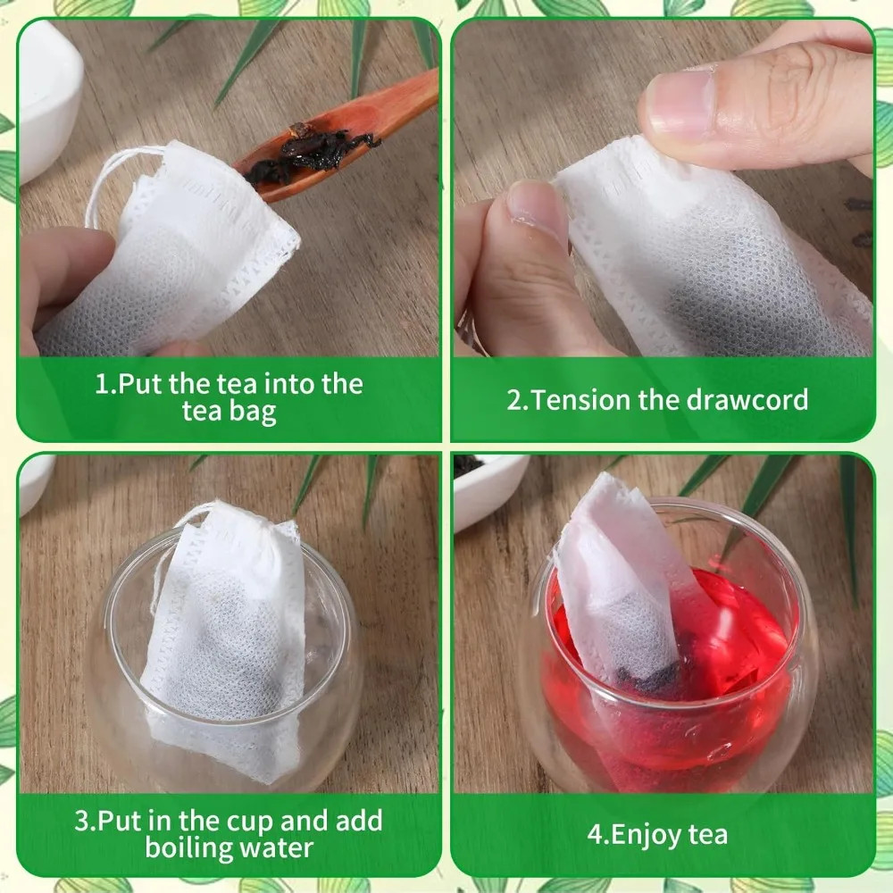 1000-100Pcs Disposable Tea Bags Empty Scented Tea Filter Bags Paper with Drawstr