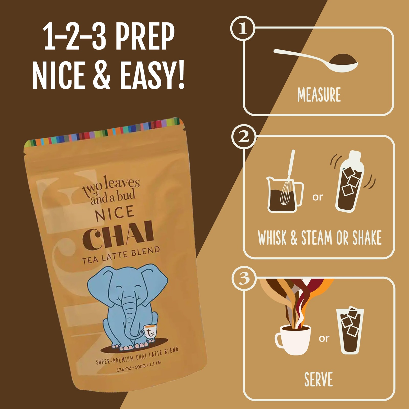 Two Leaves and a Bud Chai Tea Latte Mix, Powdered Serve 1.1 Lb