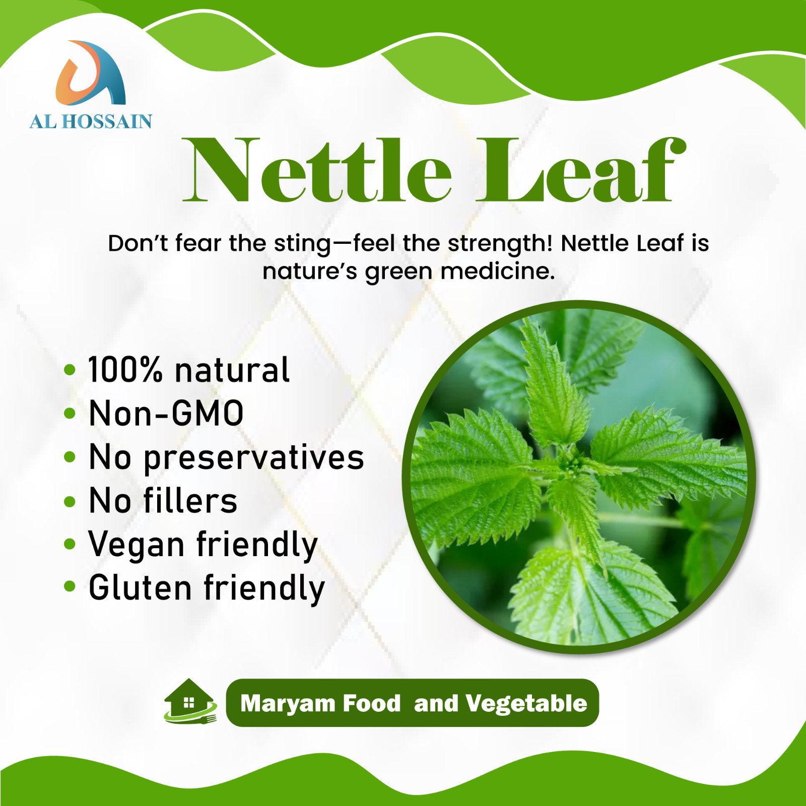 Al Hossain Nettle Leaf 3.53oz (100g) Dried Herbal Tea Gluten Free