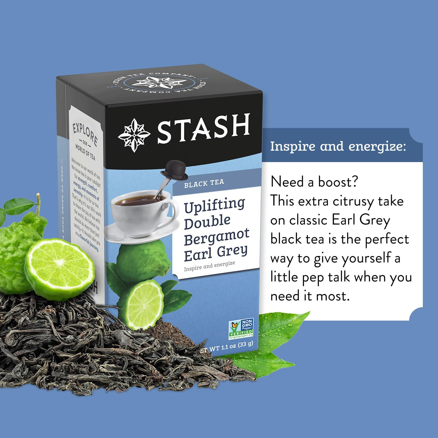 Stash Tea Double Bergamot Earl Grey Black Tea – Caffeinated, Non-Gmo Project Ver
