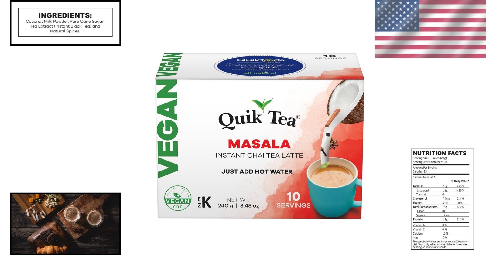 Delicious Masala Chai Latte – 10 Count, Caffeine-Light & Preservative-Free