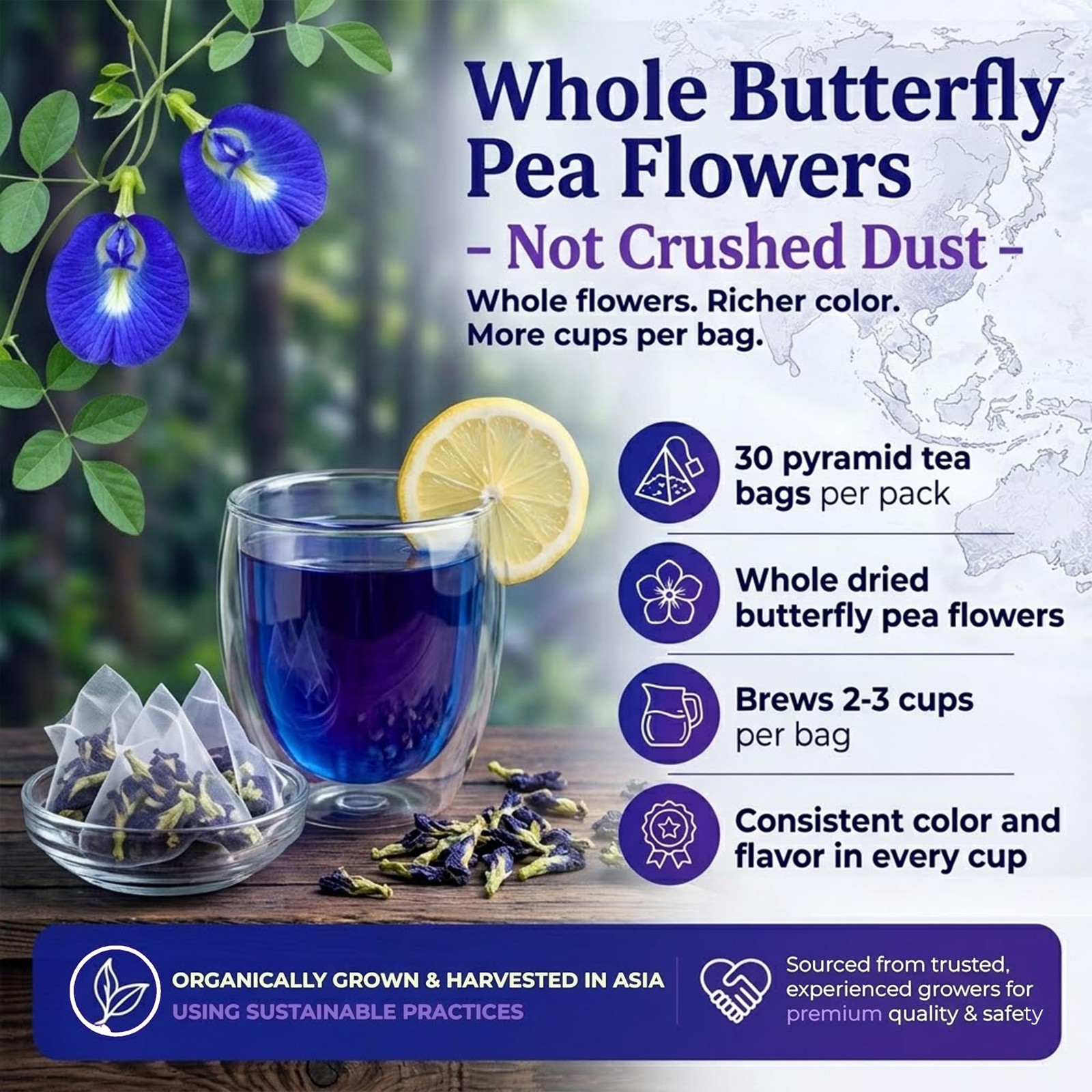 Butterfly Pea Flower Tea Bags Premium Butterfly Pea Tea Leaves – All-Natural …