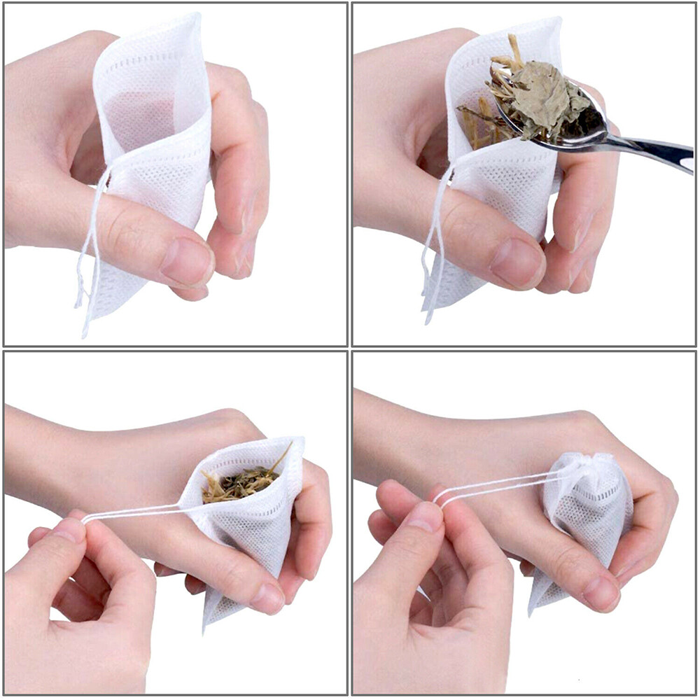 10/3000pcs Tea Bags Empty Non-woven Drawstring Teabag Herb Loose Tea Filter LOT